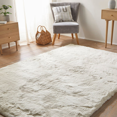 Heavenly Super Deep Pile HEA101 Dove Cream Wool Shaggy Textured Rug