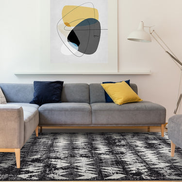 Nova NV28 Chevron Modern Abstract Geometric Rug in Black White 160 x 230 cm
