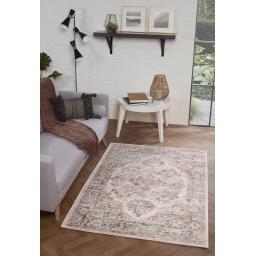 Nova 9207 Traditional Vintage Soft Rug Hallway Runner in Blue and Cream White