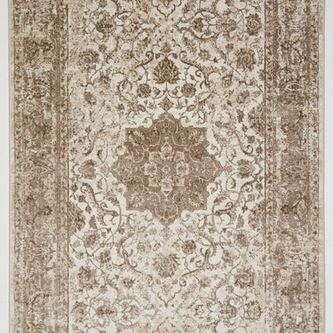URCO 865AC Classic Cream Light Beige Traditional Vintage Textured Bordered Hallway Runner Rug