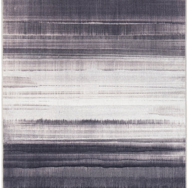 Calvin LDR01 CK031 Launder Ivory Black Washable Cotton Abstract Flatweave Rug