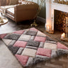 Origins 3D Geo Silky Diamond Blush Pink Hand-Carved Shaggy Geometric Rug - X-Small 60x110 cm (2'x3'7")
