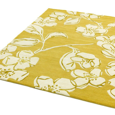 Matrix MAX15 Devore Contemporary Silky Tufted Yellow Wool Viscose Abstract Geometric Rug - Small 80x150 cm (2'6"x5')