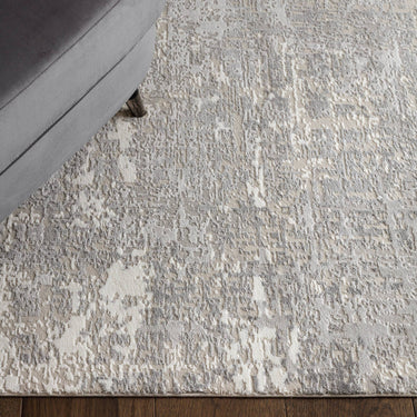 Asiatic London Stellar ST12 Silky Grey Silver Polypropylene Abstract Textured Rug