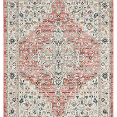 URCO Nova Clara Brick Red Polypropylene Traditional Vintage Bordered Rug