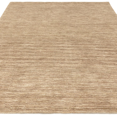 Hazy Honey Beige Natural Soft Blend Striped Hand-Woven Wool Cotton Textured Rug
