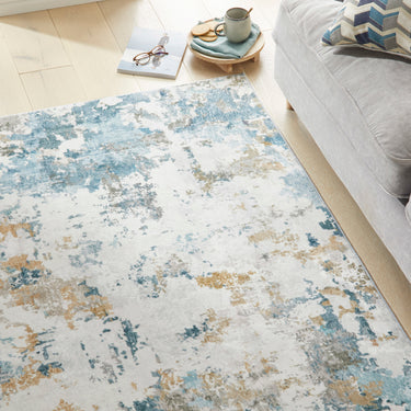 Consept Looms Liberty LIB104 Aqua Blue Washable Non-Slip Modern Rug