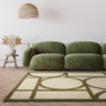 Asiatic London Metro Retro Tufted Khaki Green Wool Geometric Modern Rug - Medium 120x170 cm (4'x5'6")