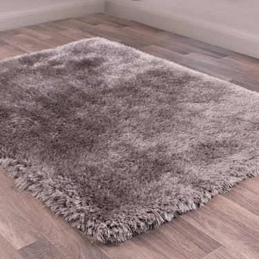 URCO Mayfair High Pile Luxurious Silver Shaggy Modern Plain Rug