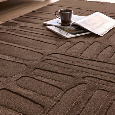 Pathway Chocolate Non-Slip Cotton Abstract Rug