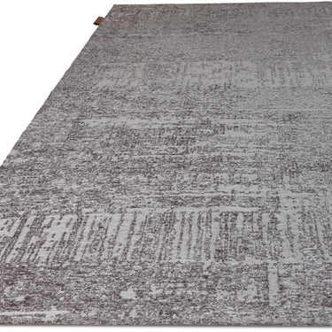 Asiatic London Beau Carbon Grey Silver Short Pile Cotton Chenille Abstract Rug