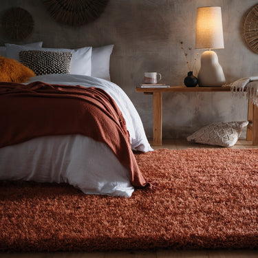 Origins Chicago Rust Orange Handmade Shaggy Textured Round Rug
