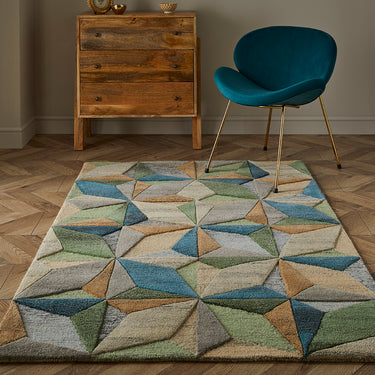 Lilianna Mayfair Wool Rug Soft 3D Embossed Geometric Hand Tufted Soft High Quality Multicoloured Rug