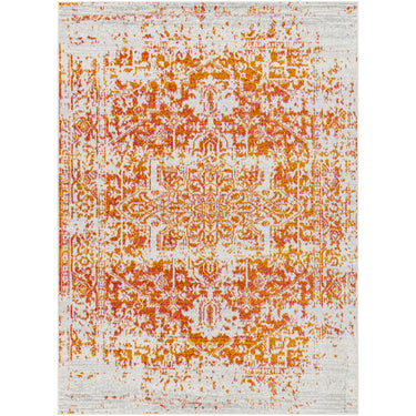 Harput HAP1019 Abstract Orange Area Washable Jute Cotton Polypropylene Rug