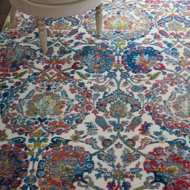 Nourison Ankara Vintage Antique Traditional ANR06 Rug Runner Round in Ivory Blue