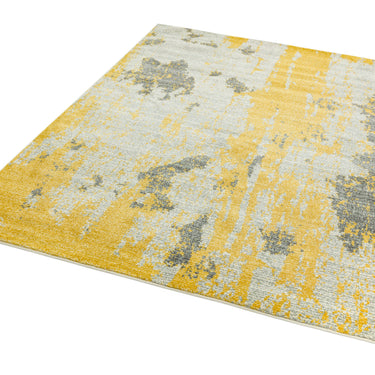 Nova NV18 Painterly Modern Abstract Distressed Rug in Yellow Ochre Grey
