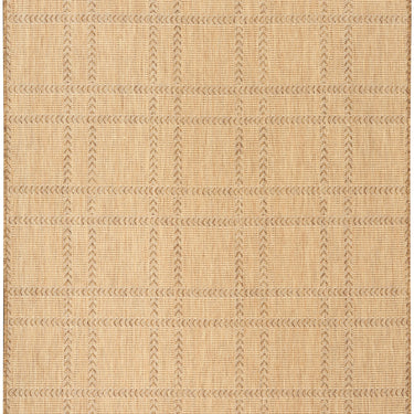Horizon Grid HOZ04 Pattern Patio Natural Beige Indoor Outdoor Polypropylene Geometric Rug