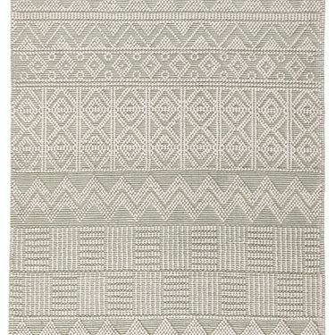 Anya ANR01 Rug Hand Made Wool Geometric Traditional Modern Bohomian Tribal Fringed  Rug in Ivory Mint