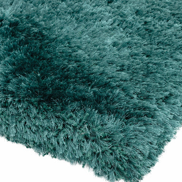 Plush Plain Shaggy High Pile Thick Silky Fluffy Soft Hand Woven Petrol Green Rug