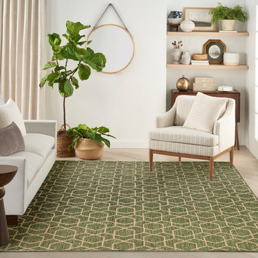 Horizon Classic Trellis HOZ01 Green By Indoor Outdoor Polypropylene Geometric Textured Rug - Medium 152 x 213 cm (5'x7')