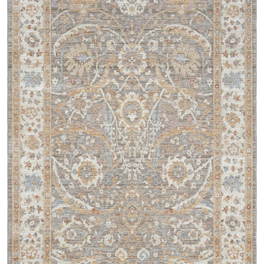 Alia Keyon Grey Traditional Floral Bordered Rug