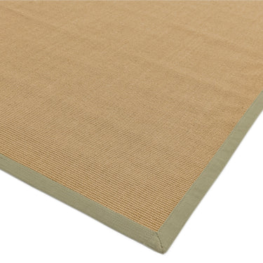 Sisal Jute Plain Non-Slip Linen Natural with Sage Green Border Rug & Runner