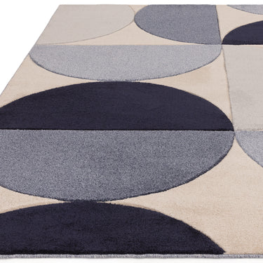 Asiatic London Sketch SK14 Curve Tufted Navy Blue Hand-Carved Polypropylene Abstract Geometric Rug 200x290 cm