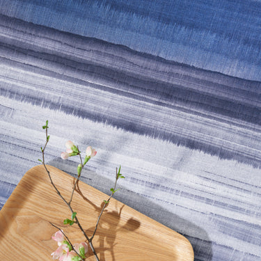 Calvin LDR01 CK031 Launder Navy Blue Washable Cotton Abstract Flatweave Rug