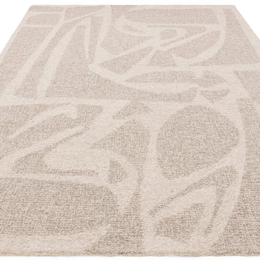 New Loxley Bohomian Modern Abstract Hand Woven Wool Rug in Linen Grey