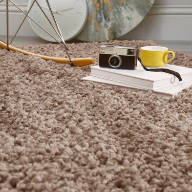 Origins Portland High Pile Super Fluffy Natural Brown Shaggy Modern Plain Rug