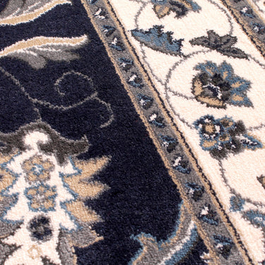 Traditional Sherborne Classic Bordered Rug Hallway Runner in Navy Blue