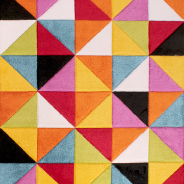 Spectra Carved Destin Geometric Rainbow Bright Multi Coloured Soft Rug Hallway Runner Round