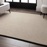 Korra Double Loop Charcoal Cream Wool & Jute Rug with Cotton Border - Medium 120x170 cm (4'x5'6")