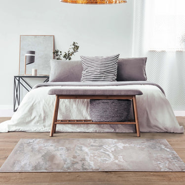 Aurora AU02 Cloud Grey Modern Shiny Abstract Marbled Pattern Rug Hallway Runner