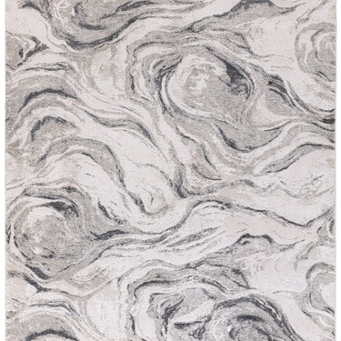 Lavico Swirl Marbled Rug Modern Abstract Silk Shiny Rug by Clarke & Clarke in Charcoal Grey