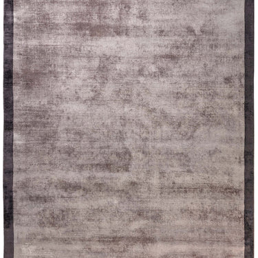 Blade Border Plain Silky Hand Woven Viscose Rug in Moleskin with Charcoal Border