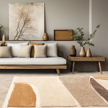 Asiatic London Horizon Hessian Beige Taupe Brown Cotton Abstract Geometric Textured Rug