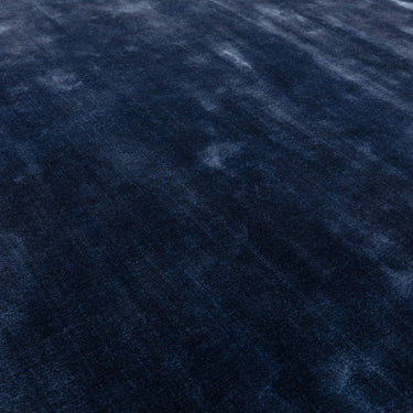 Katherine Carnaby Chrome Hand Made Rug Modern Plain Viscose Silky Shiny Luxurious Ink Blue Rug
