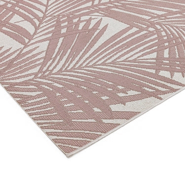 Asiatic London Patio Palm Botanical Leaf Pink Beige Indoor Outdoor Polypropylene Geometric Flatweave Rug