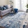 Nourison Maxell MAE16 Ivory Blue Cotton Abstract Modern Rug - Medium 117x178 cm (3'10"x5'10")