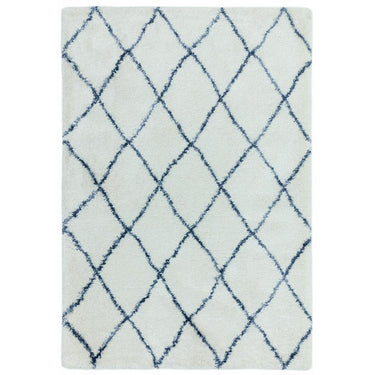 Alto Morrocan Tribal Soft Shaggy Rug Hallway Runner in Blue Cream, Grey