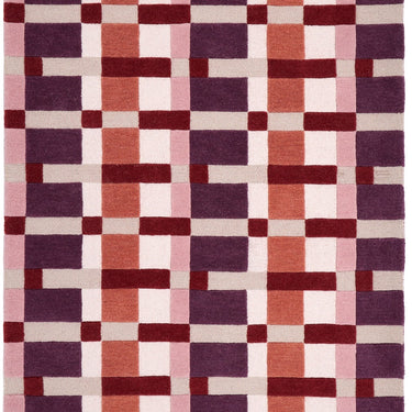 Sienna Weave Rug Modern Geometric Hand-Carved  Soft 100% Wool Area Rug in Purple Ivory Rust Terracotta