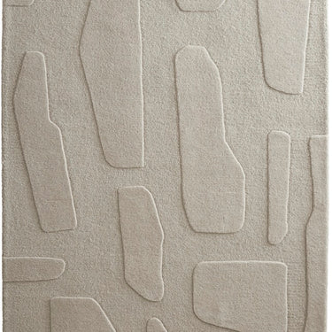Origins Sculptured Stone Oatmeal Tufted Beige Wool Textured Modern Rug