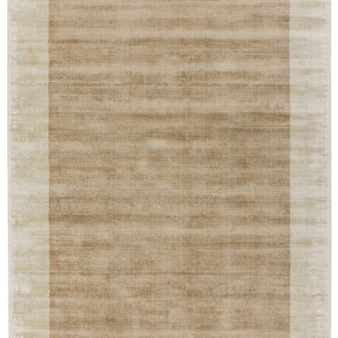Blade Border Plain Silky Hand Woven Viscose Rug in Champagne Beige with Putty Border