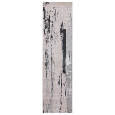 Aurora AU10 Glacier Metallic Silver Grey Modern Abstract Shiny Rug Hallway Runner