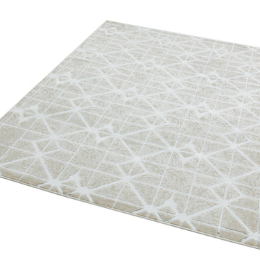 Aurora Lattice AU11 Modern Geometric Metallic Silver Beige Rug