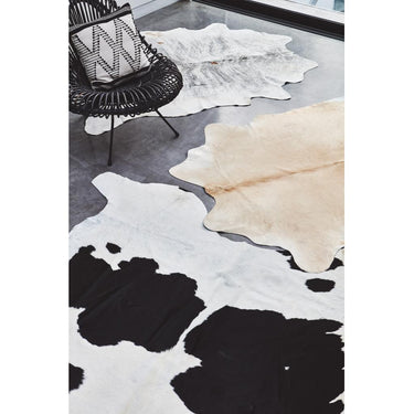 Rodeo Cowskin 100% Leather Rug in Black White 100 x 100 cm