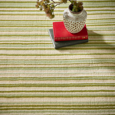 Origins Fine Stripes Hand Loom Woven Wool Rug in Green