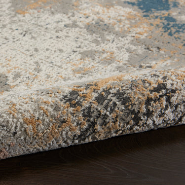 Nourison Rustic Textures RUS13 Painterly Grey Blue Jute Abstract Textured Hallway Runner Rug