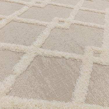 Monty MN07 Diamond Geometric Indoor Outdoor Rug in Beige Cream